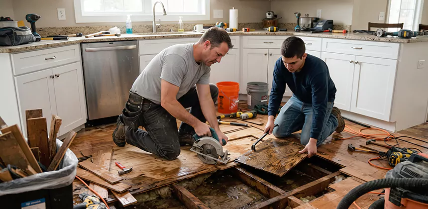 Kitchen Floor Water Damage Repair in Palm Desert